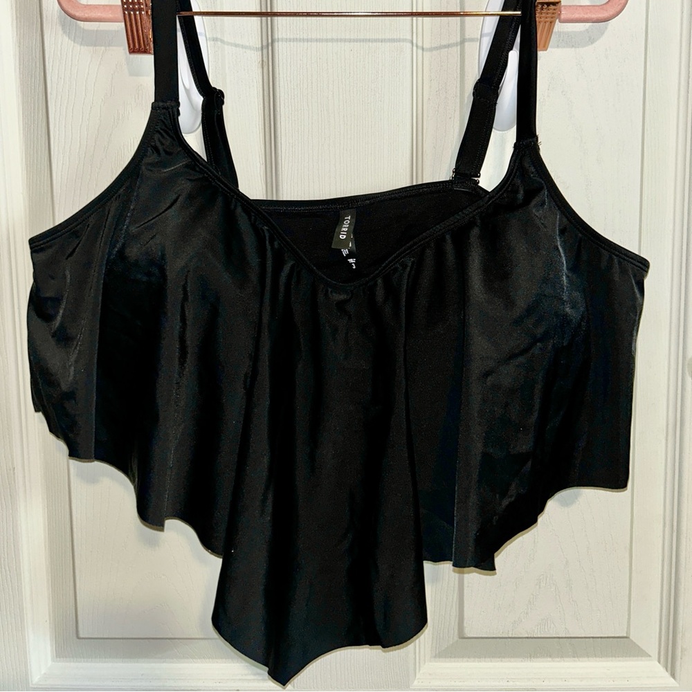 Torrid Black Crop swim Top